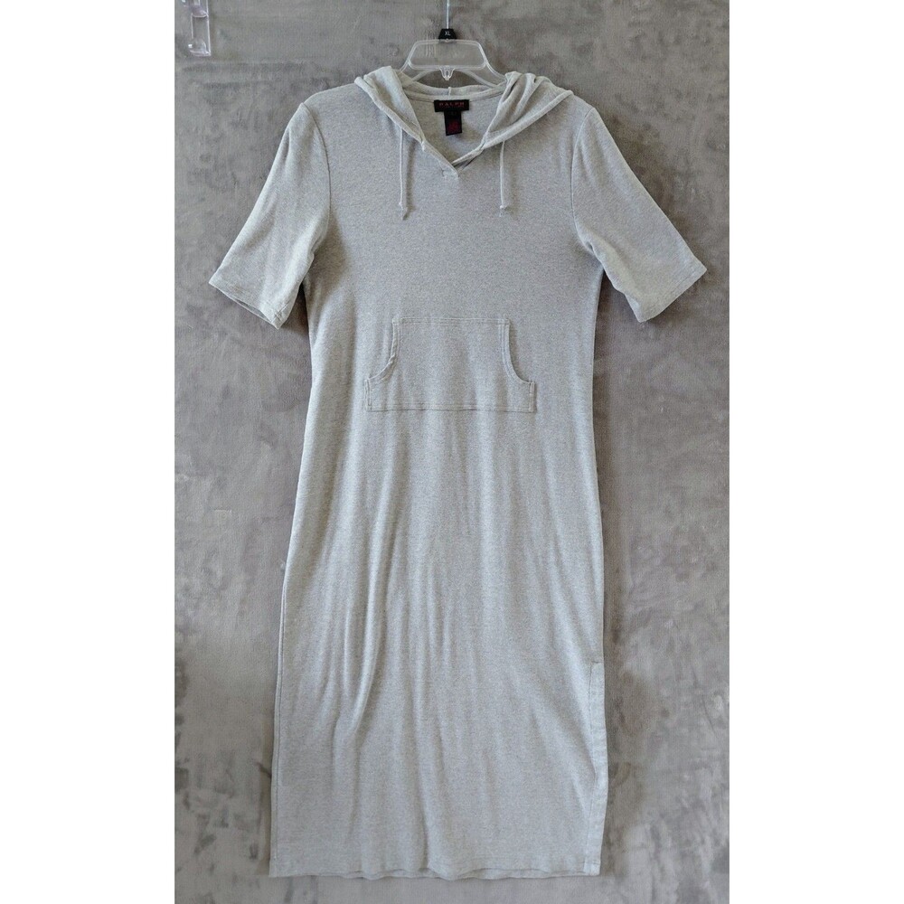 Ralph Lauren Hoodie Maxi Dress Kangaroo Pocket Women's Large Grey Vintage Y2K